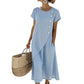 Dámské kulaté výstřihy, asymetrické, stylové jednobarevné šaty 💖 Extra volný střih
