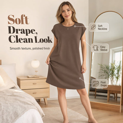 Jednobarevné midi šaty s kulatým výstřihem | Měkké & všestranné👗