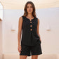👖Dvoudílná souprava na doma✨Volný měkký top + kalhoty s elastickým pasem