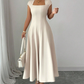🔥Dámské elegantní šaty s hranatým výstřihem, áčkový střih, přiléhavé dlouhé šaty👗