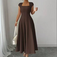 🔥Dámské elegantní šaty s hranatým výstřihem, áčkový střih, přiléhavé dlouhé šaty👗