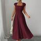 🔥Dámské elegantní šaty s hranatým výstřihem, áčkový střih, přiléhavé dlouhé šaty👗