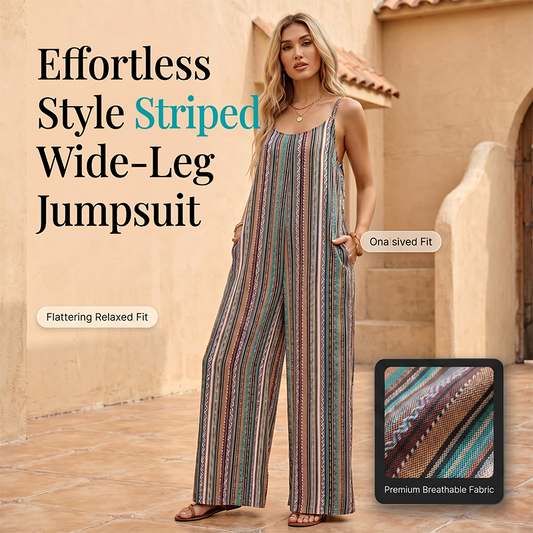 Dámský pruhovaný kombinéza s širokými nohavicemi