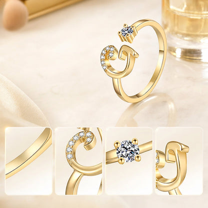 💍✨ Nastavitelný prsten s iniciálou a třpytivým zdobením – s personalizovaným písmenem