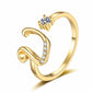 💍✨ Nastavitelný prsten s iniciálou a třpytivým zdobením – s personalizovaným písmenem