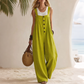 Women's Casual Wide Strap Button Jumpsuit