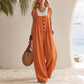 Women's Casual Wide Strap Button Jumpsuit