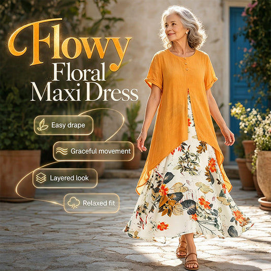 Dámské vrstvené šaty s květinovým potiskem pro volný čas💐👗