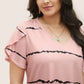 👚Velikost Plus Pruhované Tričko s Krátkým Rukávem a Výstřihem do V✨