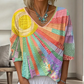 ✨Dámská retro patchwork halenka s výstřihem do V