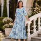 👗🌸Dámské elegantní květinové šaty s kulatým výstřihem a dlouhým rukávem