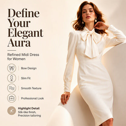 ✨Nové přírůstky a speciální nabídky-Dámské elegantní šaty s mašlí a tužkovým střihem
