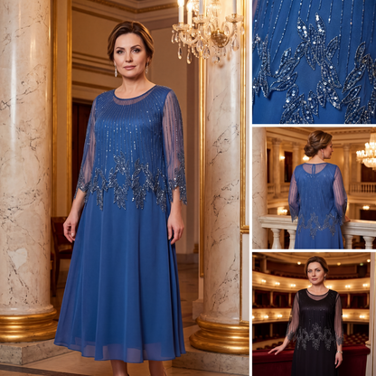 Elegantní jednobarevné šaty s lesklou průsvitnou vrchní vrstvou