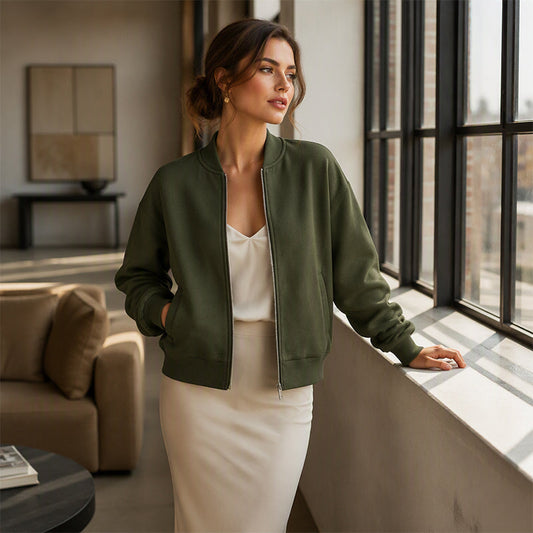 🧥✨ Dámský ležérní kabát na zip – elegantní a teplý, ideální podzimní základní kousek