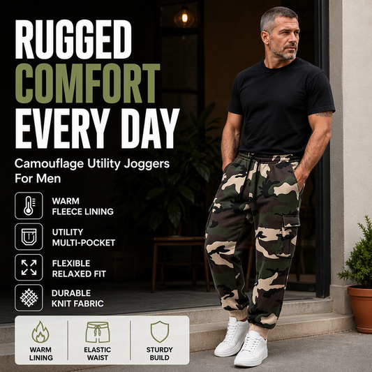 👖 Pánské maskáčové cargo kalhoty se šňůrkou – Volný střih & utilitární styl 🌿