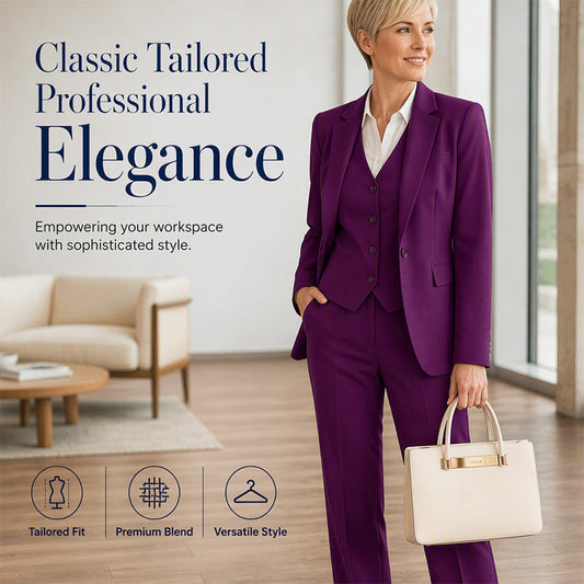 ✨ Elegantní dámský 3dílný kostýmek – Nemačkavý, zeštíhlující & univerzální (Sako, vesta, kalhoty) 💼