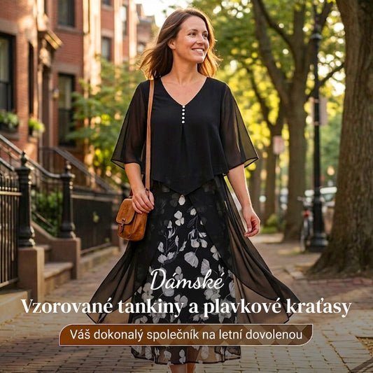 🌸Šifonové šaty ve stylu dvoudílného modelu｜V různých barvách💐